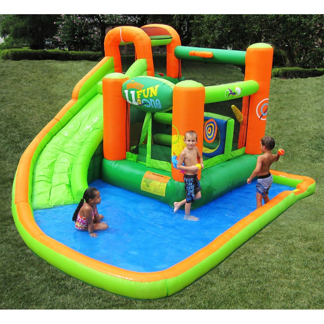 KidWise Endless Fun 11 in 1 Inflatable Bounce House with Waterslide - Backyard Marketplace