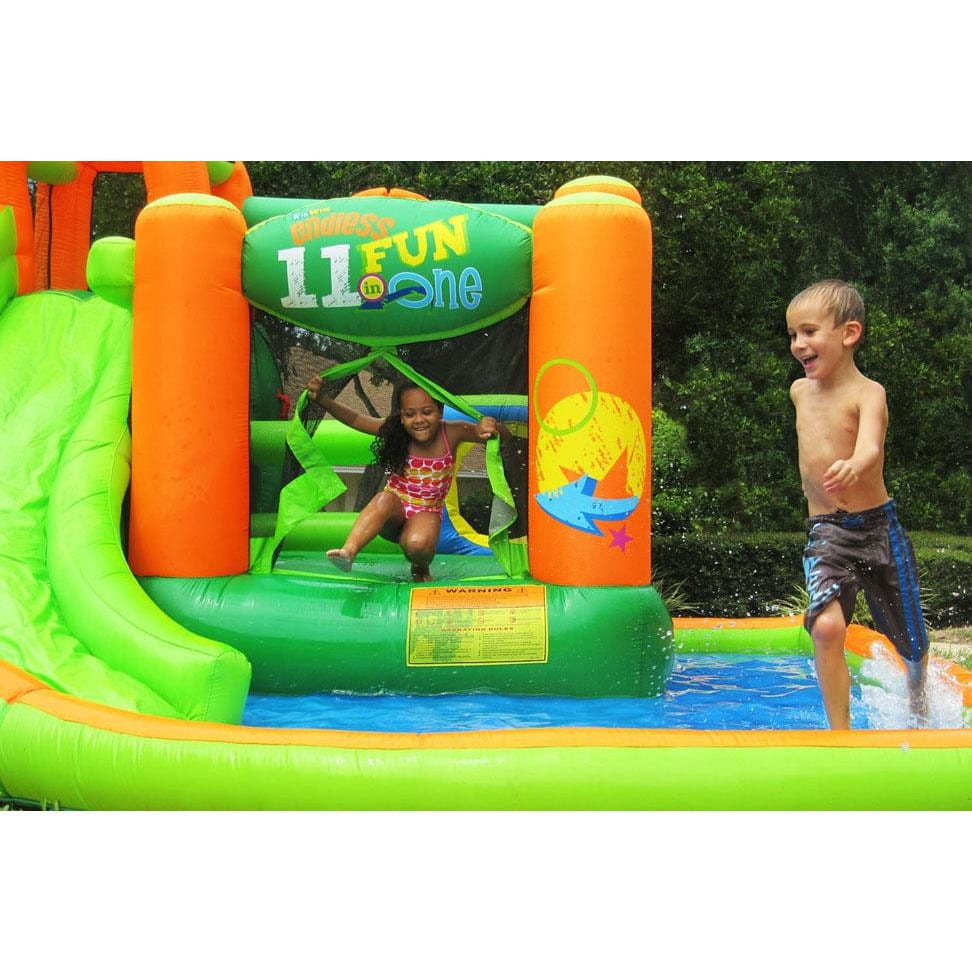 KidWise Endless Fun 11 in 1 Inflatable Bounce House with Waterslide - Backyard Marketplace