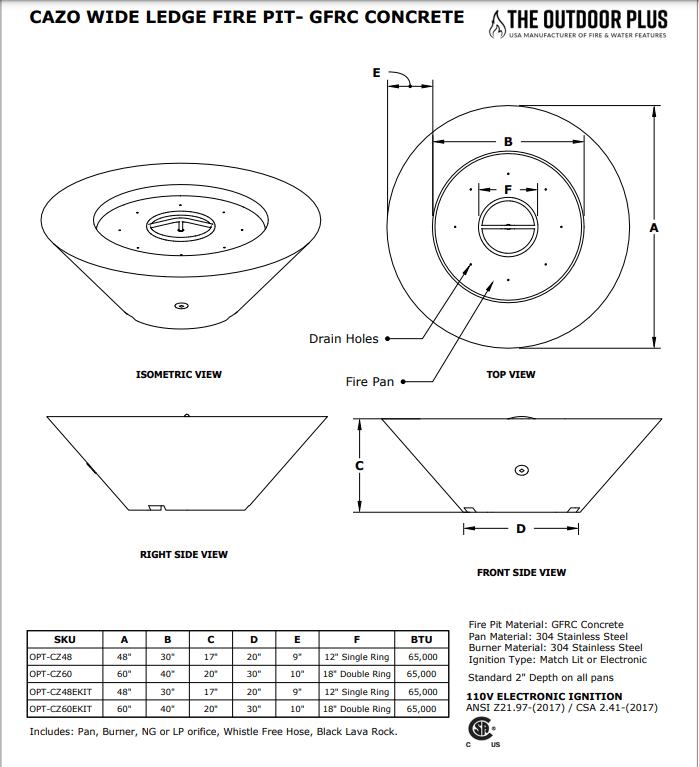 The Outdoor Plus Cazo Concrete Fire Pit 48" - Backyard Marketplace