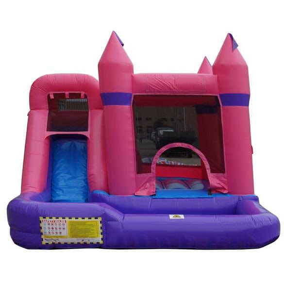 15' Pink Castle Moonwalk Combo (Bouncer & Water Slide)