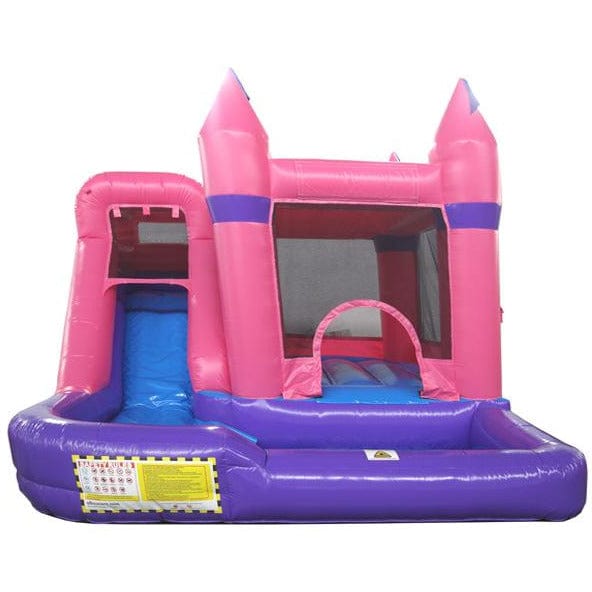 15' Pink Castle Moonwalk Combo (Bouncer & Water Slide)