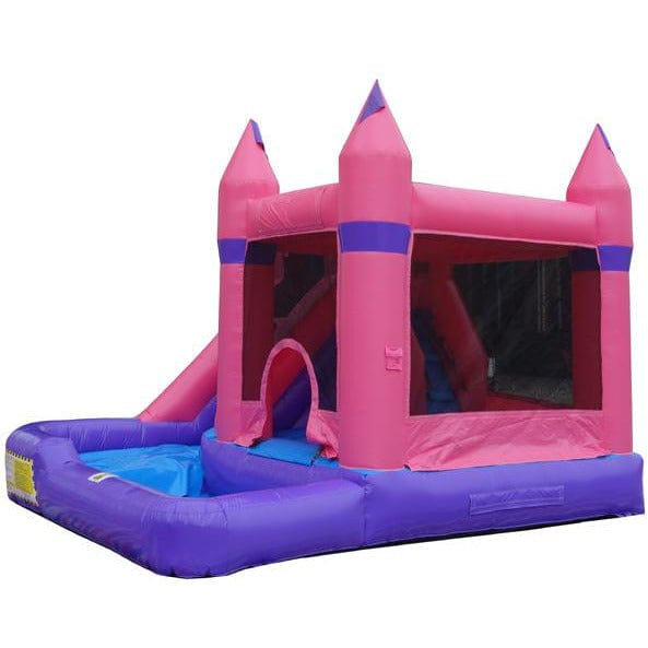 15' Pink Castle Moonwalk Combo (Bouncer & Water Slide)