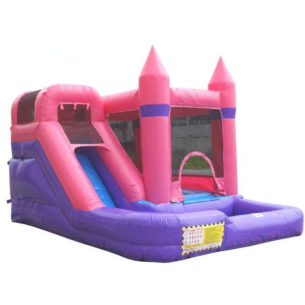 15' Pink Castle Moonwalk Combo (Bouncer & Water Slide)