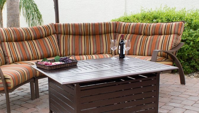 AZ Patio Heaters Outdoor Aluminum Rectangular Fire Pit in Hammered Bronze