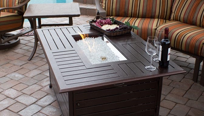 AZ Patio Heaters Outdoor Aluminum Rectangular Fire Pit in Hammered Bronze