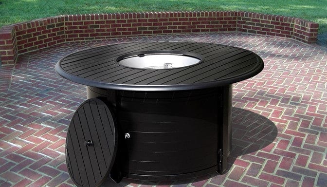 AZ Patio Heaters Outdoor Round Aluminum Propane Fire Pit in Black