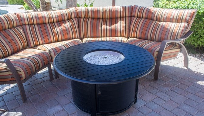AZ Patio Heaters Outdoor Round Aluminum Propane Fire Pit in Black