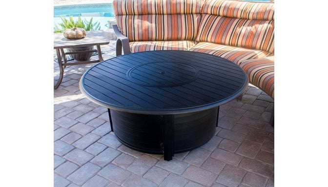 AZ Patio Heaters Outdoor Round Aluminum Propane Fire Pit in Black