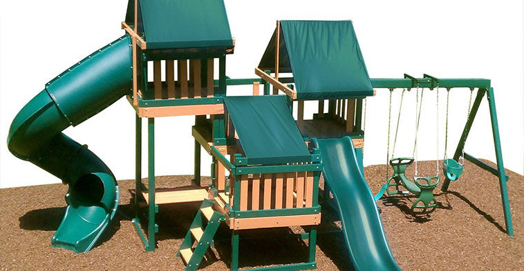 The perfect backyard play kit: Swing sets with monkey bars