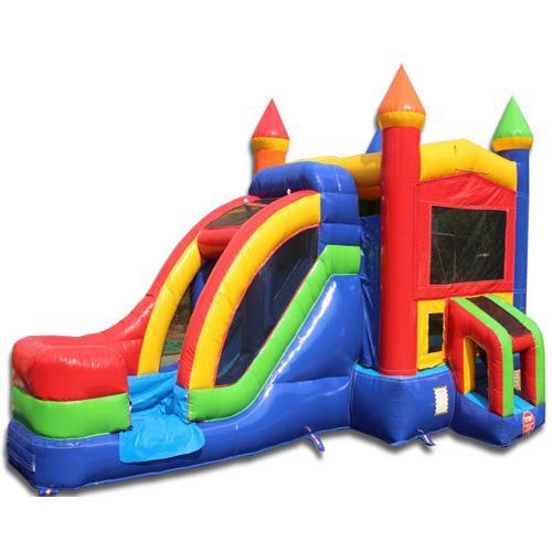 Rainbow Castle Commercial Bounce House With Slide Combo