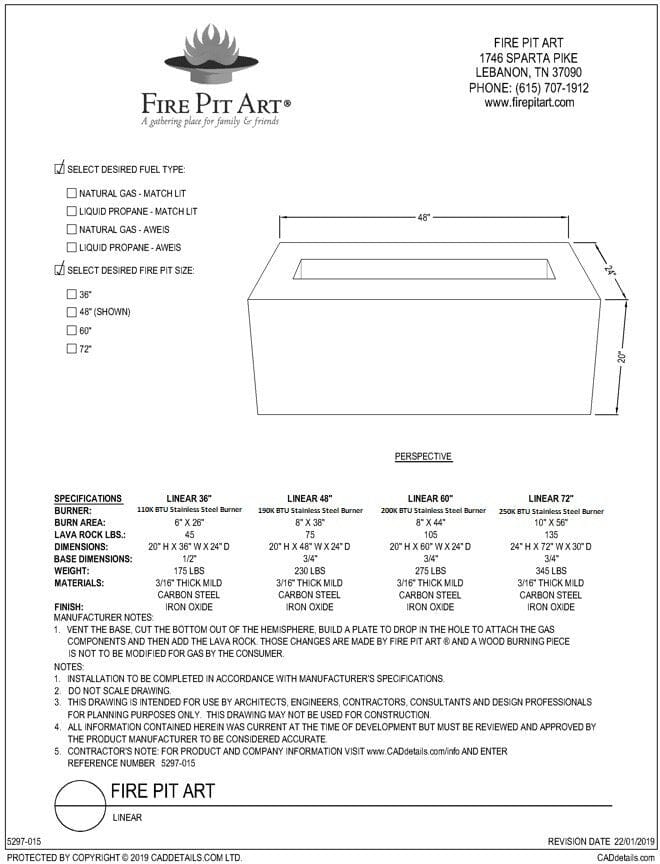 Fire Pit Art Linear 72"