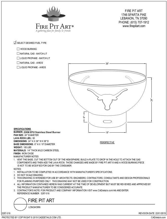 Fire Pit Art Long Horn
