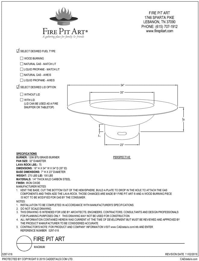 Fire Pit Art Magnum w/lid