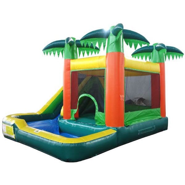 15' Palm Tree Combo Moonwalk Jump House with Water Slide