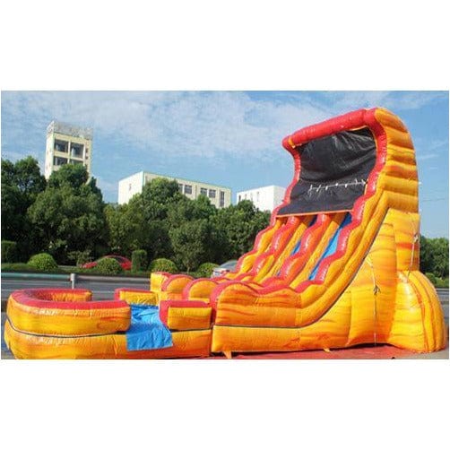 19'H Volcano Dual Lane Inflatable Wet/Dry Slide With Pool