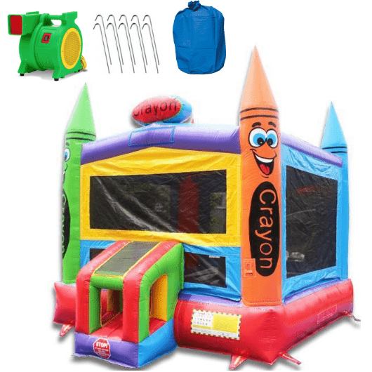 14' Crayon Commercial Moonwalk Bounce House | Inflatable Jump House
