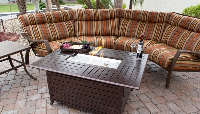 AZ Patio Heaters Outdoor Aluminum Rectangular Fire Pit in Hammered Bronze